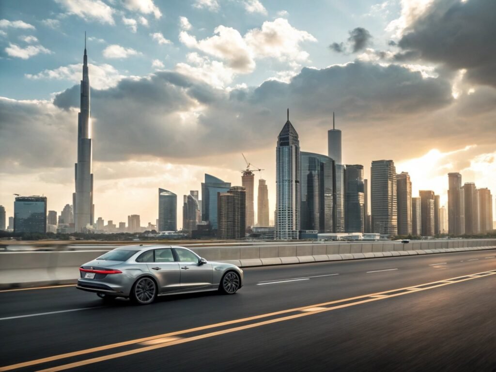 car running in Dubai