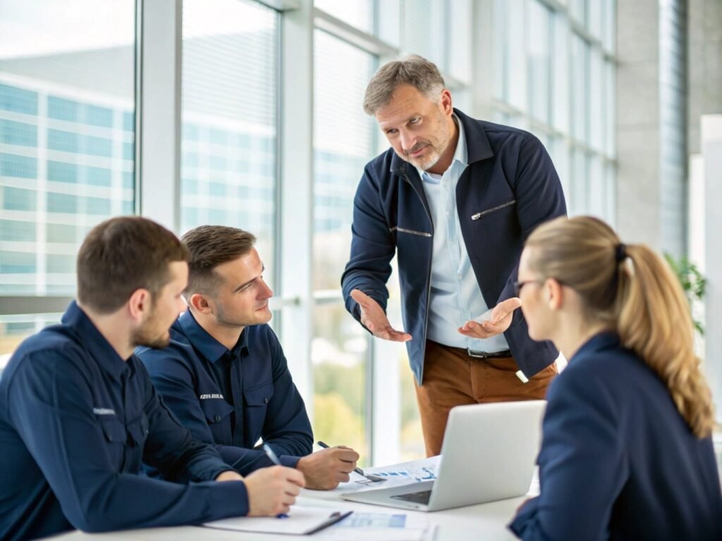 fleet manager having a meeting with operator