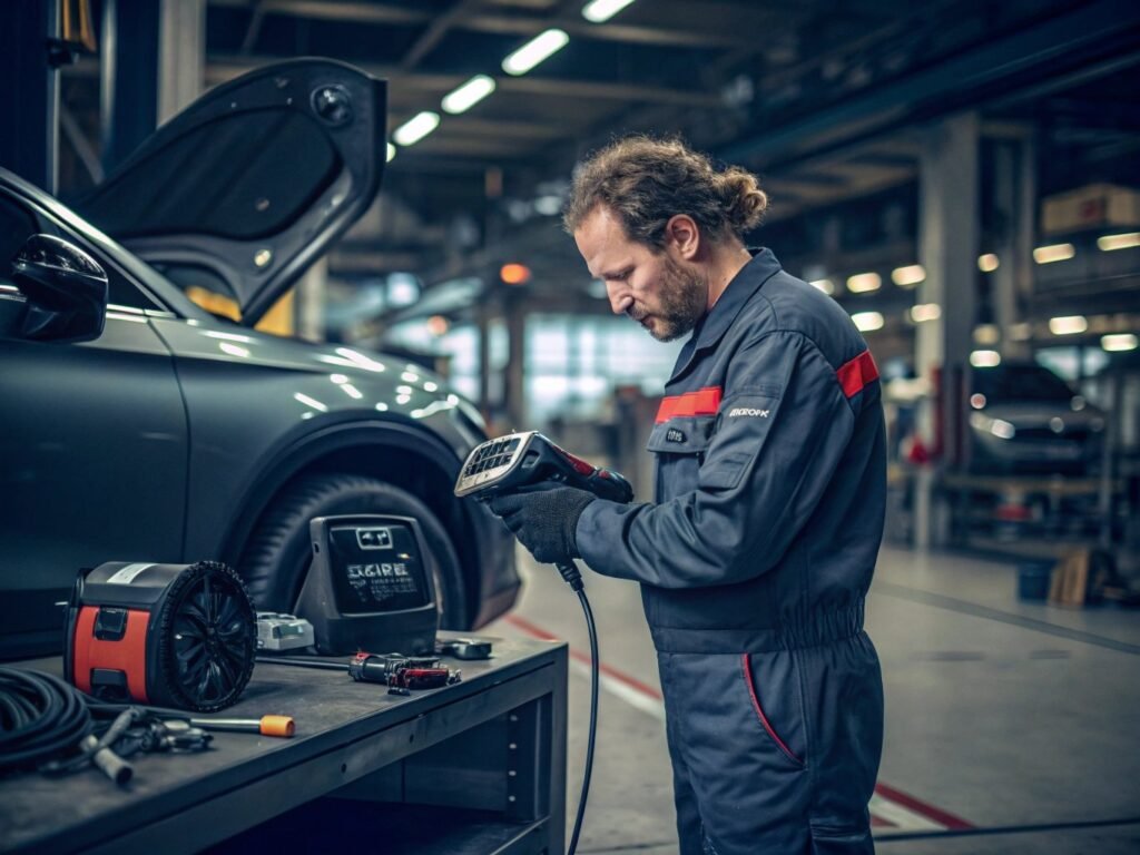 repair man is installing SLD